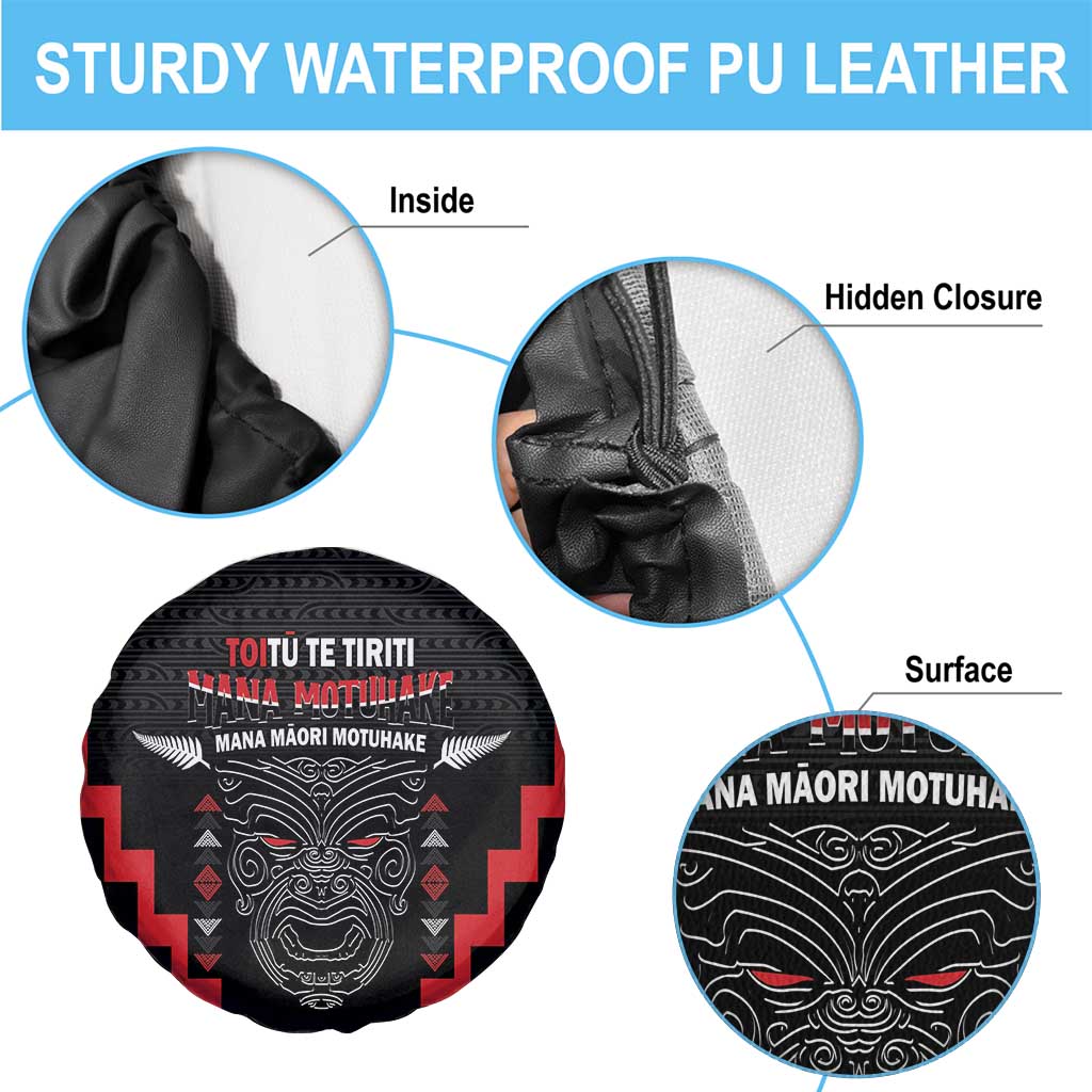 Personalised Toitu Te Tiriti Mana Maori Motuhake Spare Tire Cover Aotearoa Haka Face Mix Poutama Art LT14 - Polynesian Pride