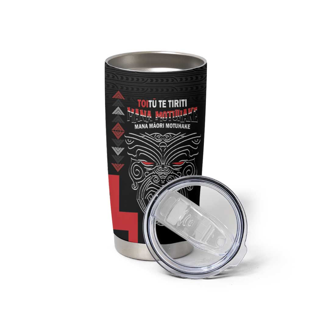 Toitu Te Tiriti Mana Maori Motuhake Tumbler Cup Aotearoa Haka Face Mix Poutama Art
