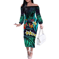 Personalised Pasifika Festival Auckland Family Matching Off Shoulder Long Sleeve Dress and Hawaiian Shirt 2024 Pacific Islands Polynesian Pattern LT14 Mom's Dress Purple - Polynesian Pride