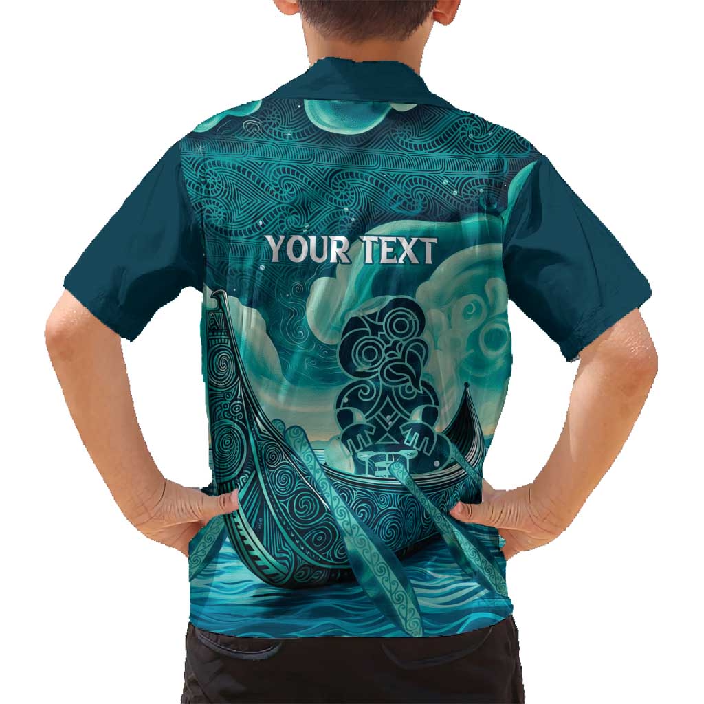 Personalised New Zealand Waitangi Day Family Matching Off Shoulder Short Dress and Hawaiian Shirt Hei Tiki With Maori Waka - Whakarare Pattern LT14 - Polynesian Pride