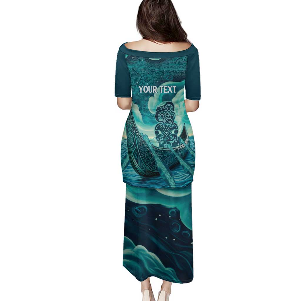 Personalised New Zealand Waitangi Day Family Matching Puletasi and Hawaiian Shirt Hei Tiki With Maori Waka - Whakarare Pattern LT14 - Polynesian Pride
