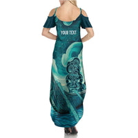 Personalised New Zealand Waitangi Day Family Matching Summer Maxi Dress and Hawaiian Shirt Hei Tiki With Maori Waka - Whakarare Pattern LT14 - Polynesian Pride