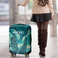 Personalised New Zealand Waitangi Day Luggage Cover Hei Tiki With Maori Waka - Whakarare Pattern
