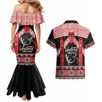 Toitu Te Tiriti O Waitangi Couples Matching Mermaid Dress and Hawaiian Shirt Maori Wharenui With Taniko Motifs LT14 - Polynesian Pride
