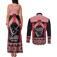 Toitu Te Tiriti O Waitangi Couples Matching Tank Maxi Dress and Long Sleeve Button Shirt Maori Wharenui With Taniko Motifs LT14 - Polynesian Pride