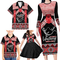 Toitu Te Tiriti O Waitangi Family Matching Long Sleeve Bodycon Dress and Hawaiian Shirt Maori Wharenui With Taniko Motifs LT14 - Polynesian Pride