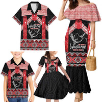 Toitu Te Tiriti O Waitangi Family Matching Mermaid Dress and Hawaiian Shirt Maori Wharenui With Taniko Motifs LT14 - Polynesian Pride