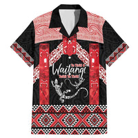 Toitu Te Tiriti O Waitangi Family Matching Mermaid Dress and Hawaiian Shirt Maori Wharenui With Taniko Motifs LT14 Dad's Shirt - Short Sleeve Red - Polynesian Pride