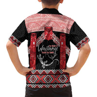 Toitu Te Tiriti O Waitangi Family Matching Off Shoulder Maxi Dress and Hawaiian Shirt Maori Wharenui With Taniko Motifs LT14 - Polynesian Pride