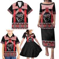 Toitu Te Tiriti O Waitangi Family Matching Puletasi and Hawaiian Shirt Maori Wharenui With Taniko Motifs LT14 - Polynesian Pride