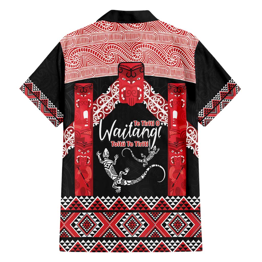 Toitu Te Tiriti O Waitangi Family Matching Short Sleeve Bodycon Dress and Hawaiian Shirt Maori Wharenui With Taniko Motifs LT14 - Polynesian Pride