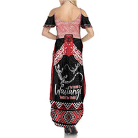Toitu Te Tiriti O Waitangi Family Matching Summer Maxi Dress and Hawaiian Shirt Maori Wharenui With Taniko Motifs LT14 - Polynesian Pride