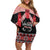 Toitu Te Tiriti O Waitangi Off Shoulder Short Dress Maori Wharenui With Taniko Motifs