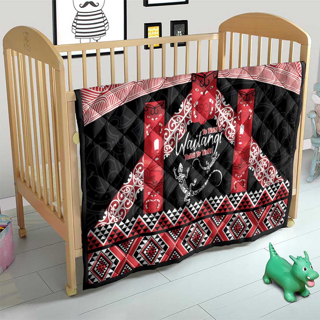 Toitu Te Tiriti O Waitangi Quilt Maori Wharenui With Taniko Motifs LT14 - Polynesian Pride