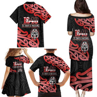 New Zealand 1840 Waitangi Day Family Matching Puletasi and Hawaiian Shirt Aotearoa Haka Mask - Red Version LT14 - Polynesian Pride