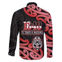 New Zealand 1840 Waitangi Day Family Matching Summer Maxi Dress and Hawaiian Shirt Aotearoa Haka Mask - Red Version LT14 - Polynesian Pride