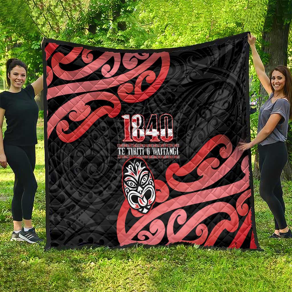 New Zealand 1840 Waitangi Day Quilt Aotearoa Haka Mask - Red Version LT14 - Polynesian Pride