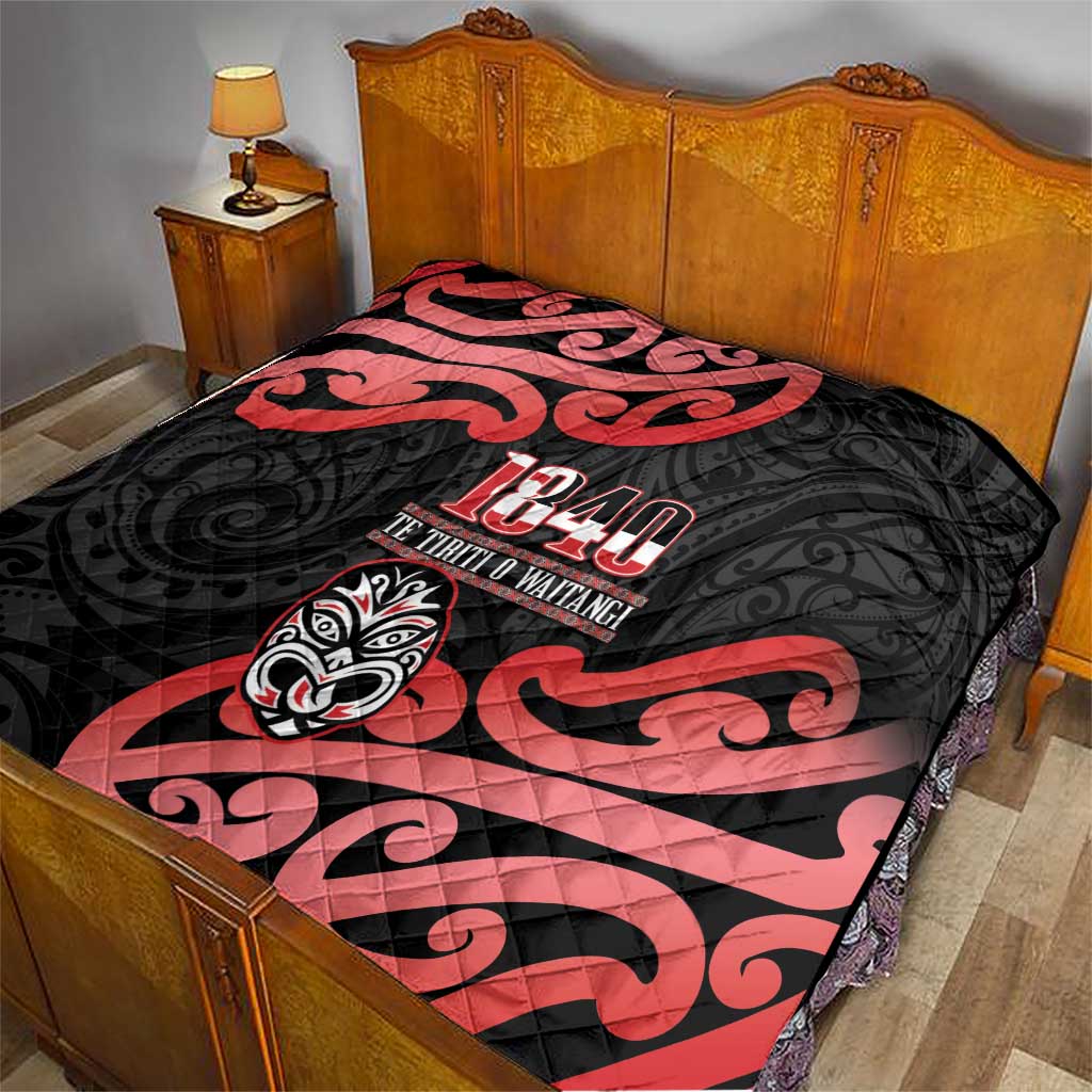 New Zealand 1840 Waitangi Day Quilt Aotearoa Haka Mask - Red Version LT14 - Polynesian Pride
