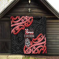 New Zealand 1840 Waitangi Day Quilt Aotearoa Haka Mask - Red Version LT14 - Polynesian Pride
