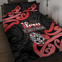 New Zealand 1840 Waitangi Day Quilt Bed Set Aotearoa Haka Mask - Red Version LT14 Red - Polynesian Pride