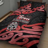 New Zealand 1840 Waitangi Day Quilt Bed Set Aotearoa Haka Mask - Red Version LT14 - Polynesian Pride