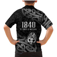 New Zealand 1840 Waitangi Day Family Matching Mermaid Dress and Hawaiian Shirt Aotearoa Haka Mask - Black Version LT14 - Polynesian Pride