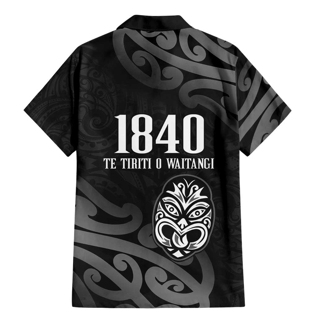 New Zealand 1840 Waitangi Day Family Matching Mermaid Dress and Hawaiian Shirt Aotearoa Haka Mask - Black Version LT14 - Polynesian Pride