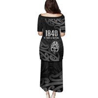 New Zealand 1840 Waitangi Day Family Matching Puletasi and Hawaiian Shirt Aotearoa Haka Mask - Black Version LT14 - Polynesian Pride