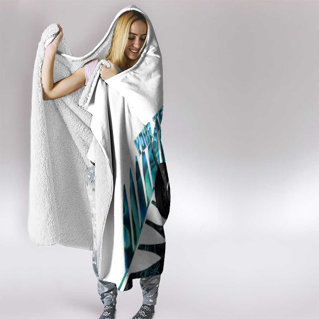 New Zealand Lawn Bowls Custom Hooded Blanket Aotearoa Silver Fern Paua Shell - Polynesian Pride
