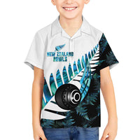 New Zealand Lawn Bowls Custom Kid Hawaiian Shirt Aotearoa Silver Fern Paua Shell - Polynesian Pride