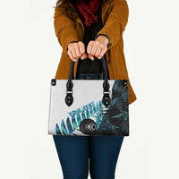New Zealand Lawn Bowls Custom Leather Bag Aotearoa Silver Fern Paua Shell LT14 - Polynesian Pride