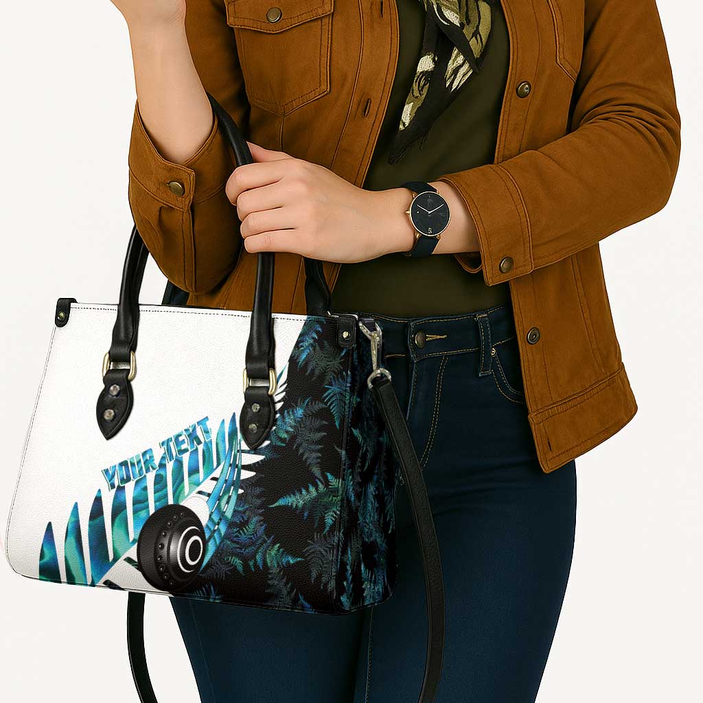 New Zealand Lawn Bowls Custom Leather Bag Aotearoa Silver Fern Paua Shell LT14 - Polynesian Pride