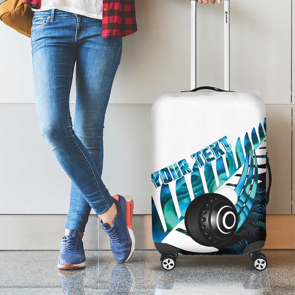 New Zealand Lawn Bowls Custom Luggage Cover Aotearoa Silver Fern Paua Shell LT14 - Polynesian Pride