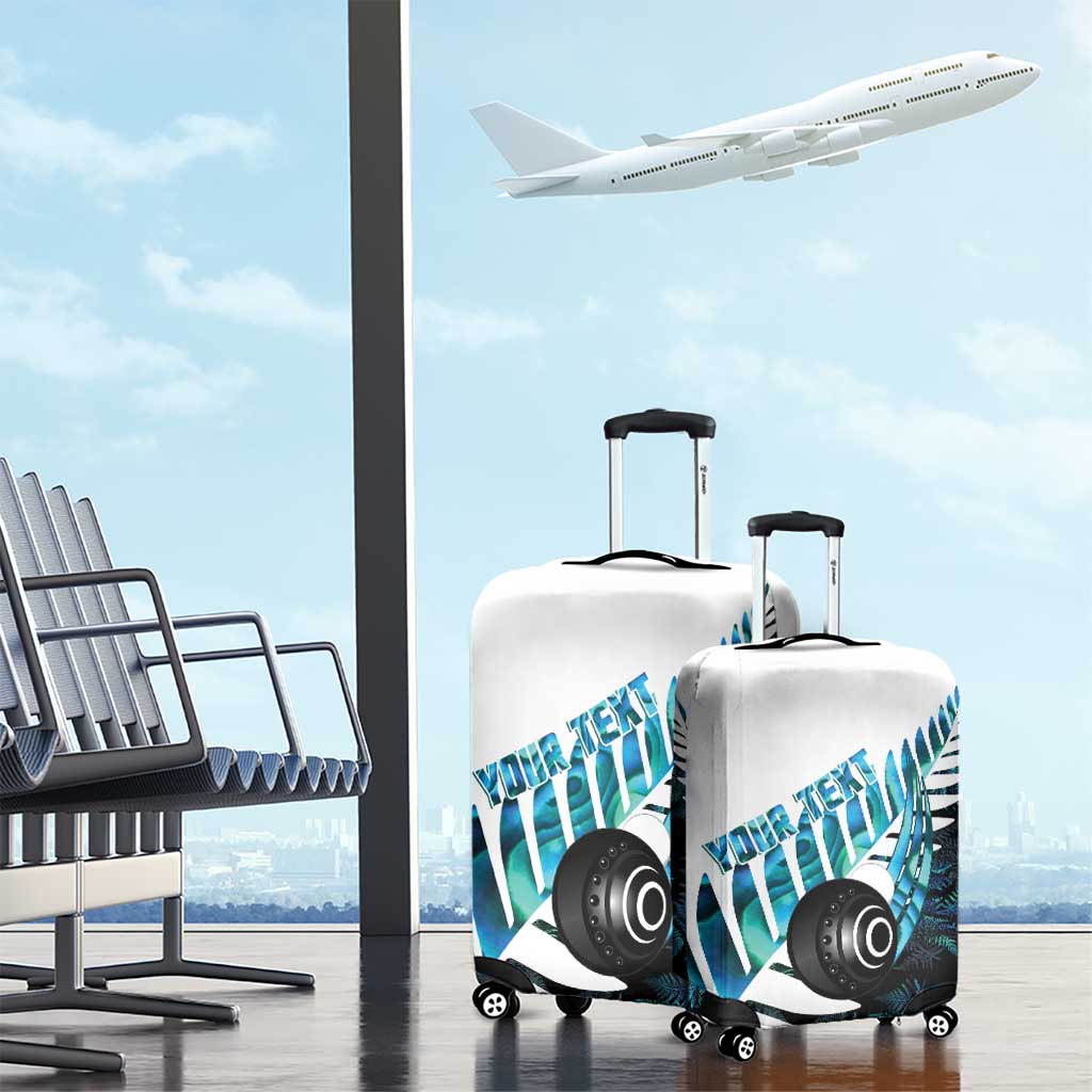 New Zealand Lawn Bowls Custom Luggage Cover Aotearoa Silver Fern Paua Shell LT14 - Polynesian Pride
