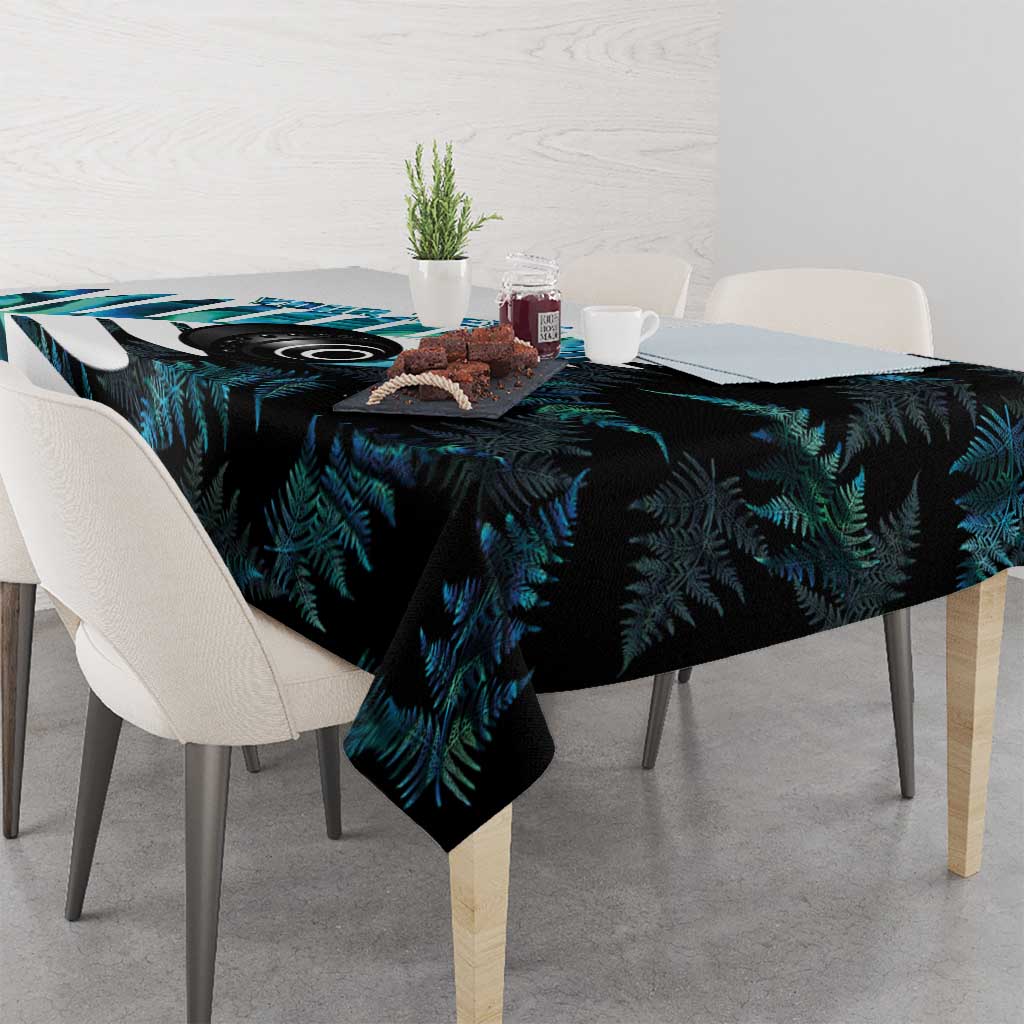 New Zealand Lawn Bowls Custom Tablecloth Aotearoa Silver Fern Paua Shell - Polynesian Pride