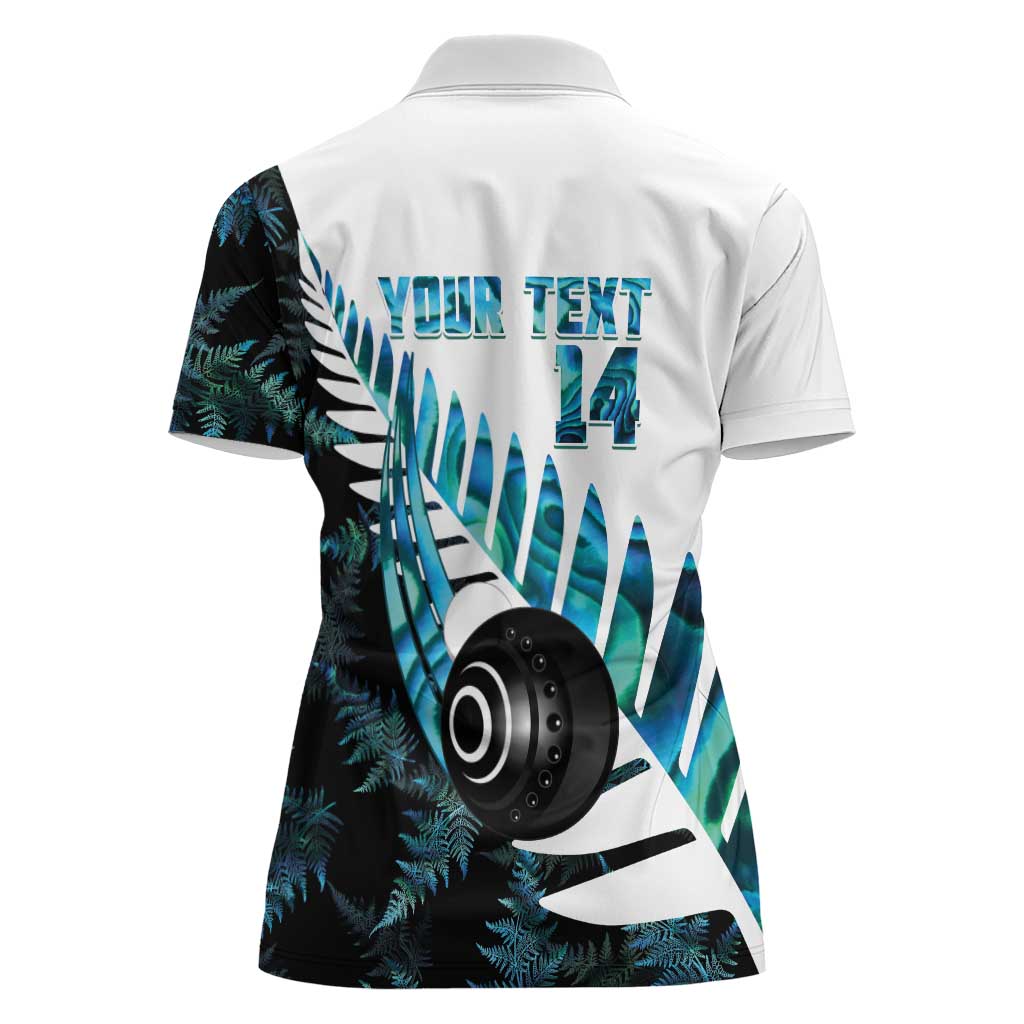 New Zealand Lawn Bowls Custom Women Polo Shirt Aotearoa Silver Fern Paua Shell - Polynesian Pride