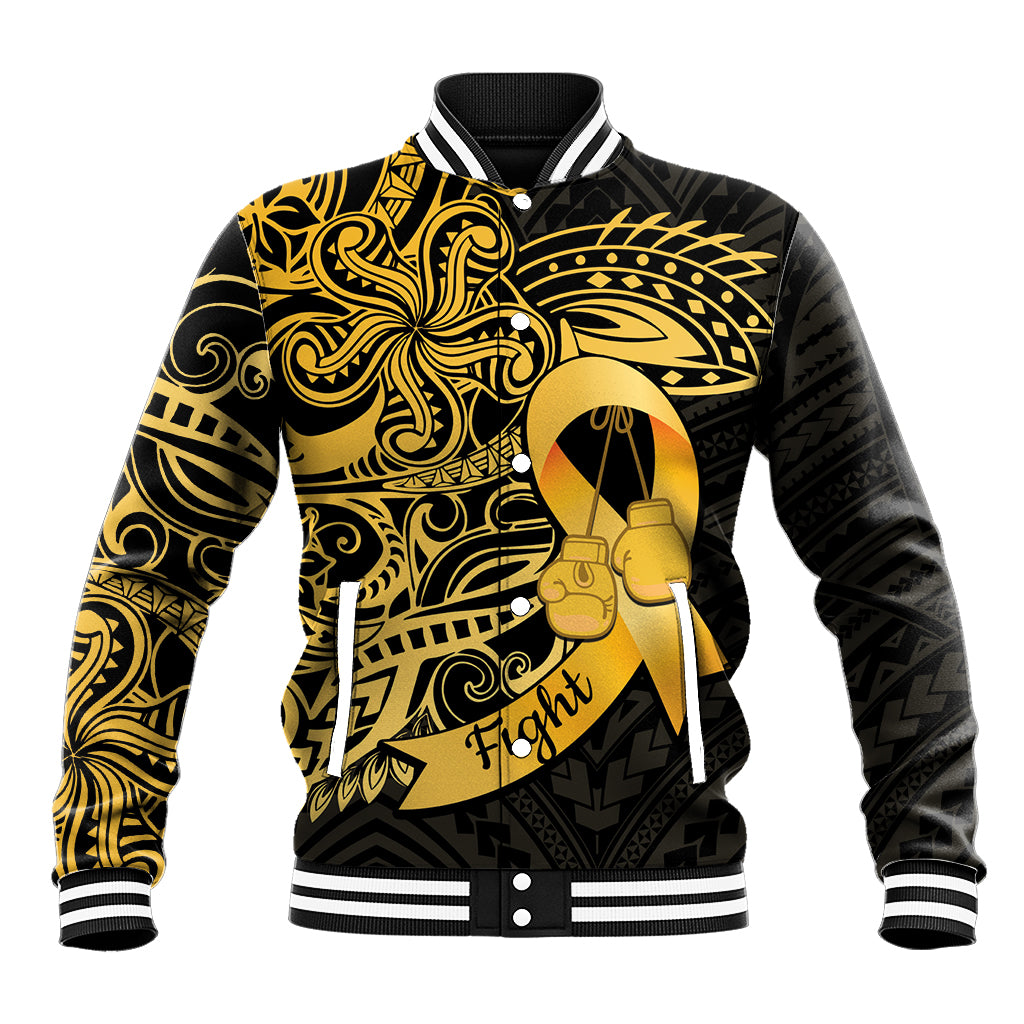 Polynesia Bone Cancer Awareness Baseball Jacket Fight Warriors LT14 Unisex Black - Polynesian Pride