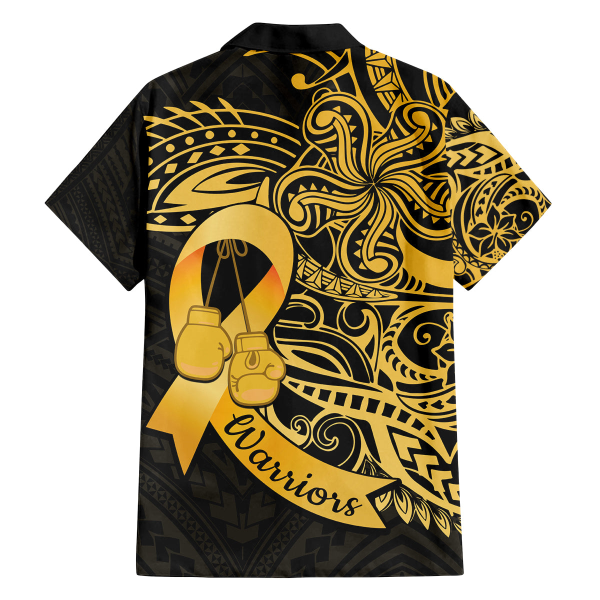 Polynesia Bone Cancer Awareness Family Matching Summer Maxi Dress and Hawaiian Shirt Fight Warriors