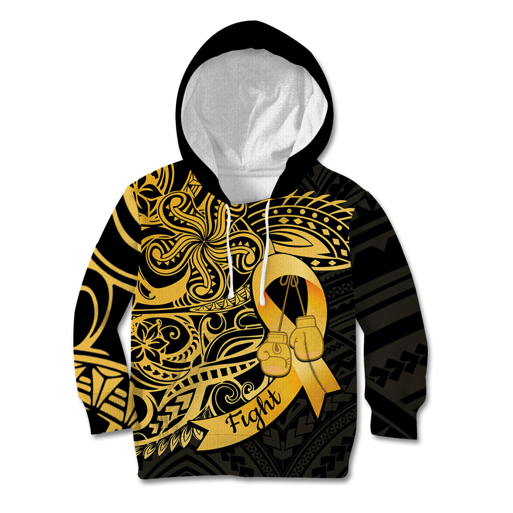 Polynesia Bone Cancer Awareness Kid Hoodie Fight Warriors LT14 Hoodie Black - Polynesian Pride