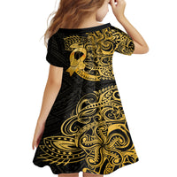 Polynesia Bone Cancer Awareness Kid Short Sleeve Dress Fight Warriors LT14 - Polynesian Pride