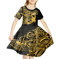 Polynesia Bone Cancer Awareness Kid Short Sleeve Dress Fight Warriors LT14 - Polynesian Pride