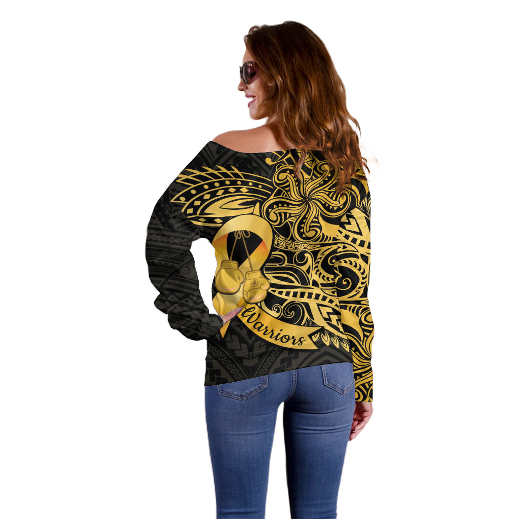 Polynesia Bone Cancer Awareness Off Shoulder Sweater Fight Warriors