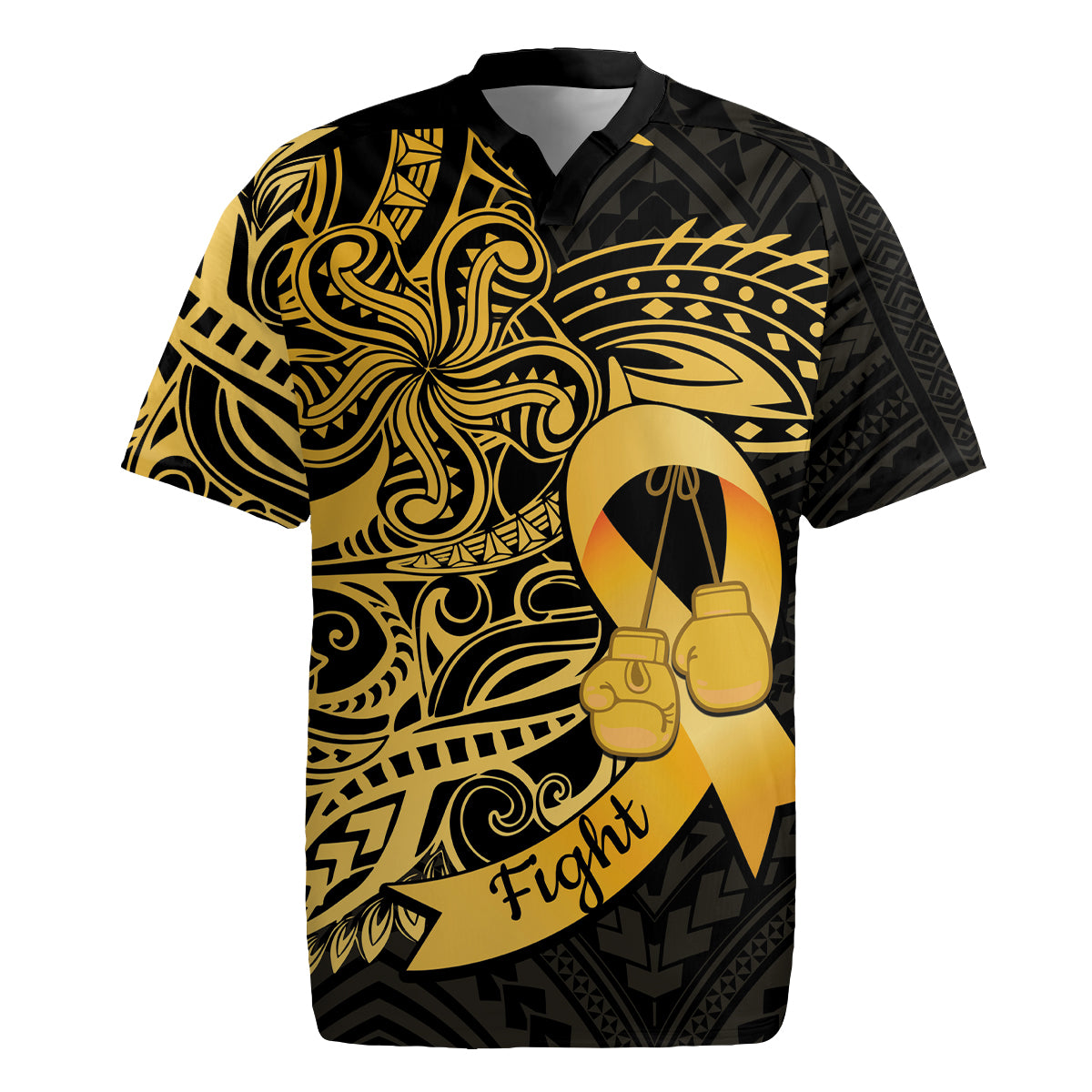 Polynesia Bone Cancer Awareness Rugby Jersey Fight Warriors LT14 Black - Polynesian Pride