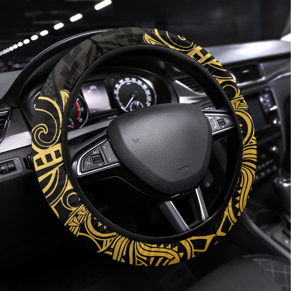 Polynesia Bone Cancer Awareness Steering Wheel Cover Fight Warriors LT14 Universal Fit Black - Polynesian Pride