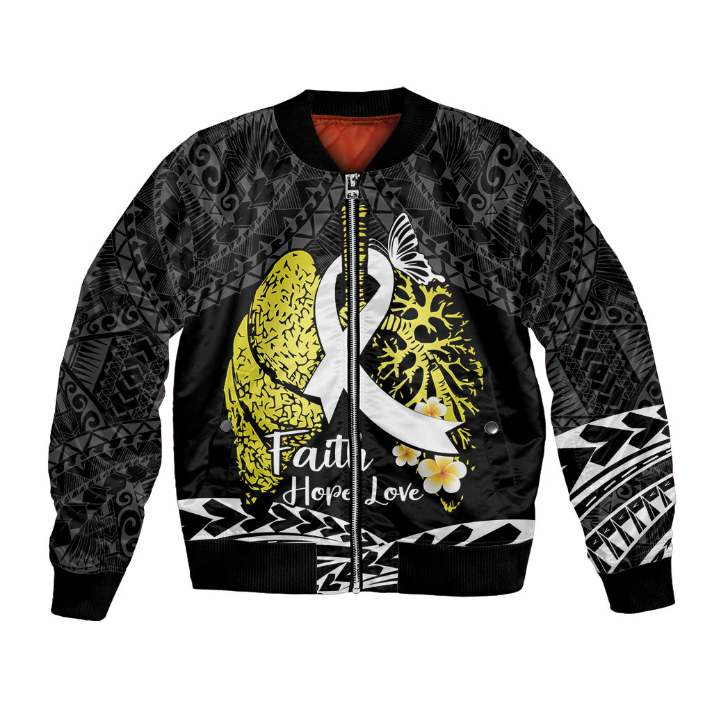 Personalised Polynesia World Lung Cancer Day Bomber Jacket Faith Hope Love LT14 Unisex Black - Polynesian Pride