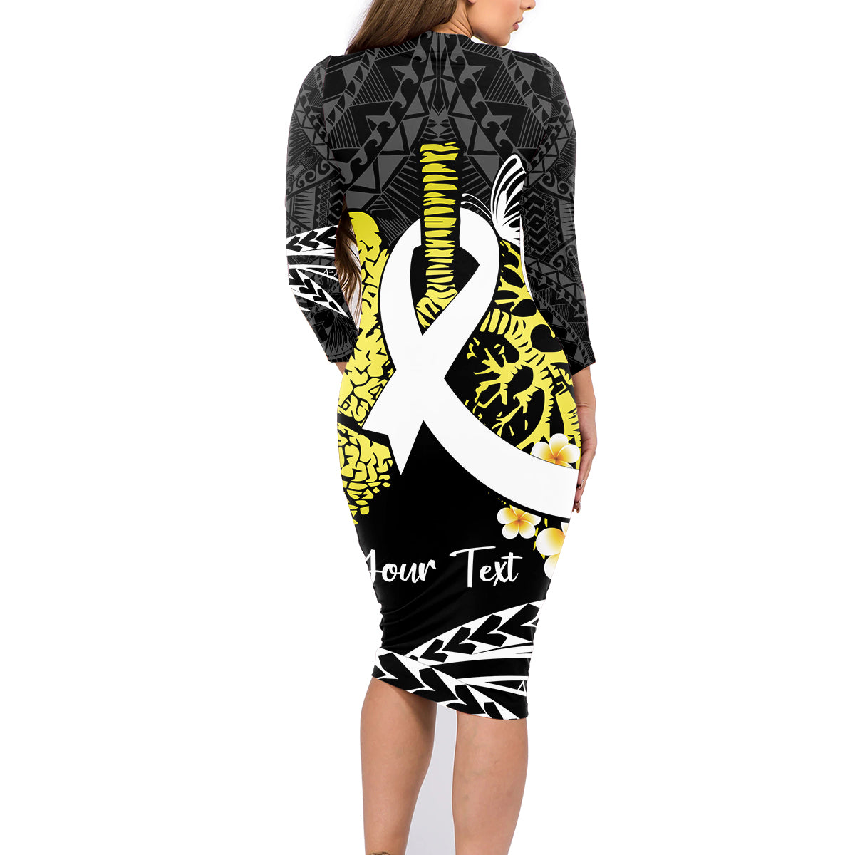 Personalised Polynesia World Lung Cancer Day Family Matching Long Sleeve Bodycon Dress and Hawaiian Shirt Faith Hope Love LT14 - Polynesian Pride