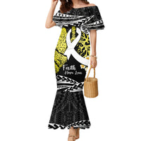 Personalised Polynesia World Lung Cancer Day Family Matching Mermaid Dress and Hawaiian Shirt Faith Hope Love LT14 Mom's Dress Black - Polynesian Pride