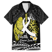 Personalised Polynesia World Lung Cancer Day Family Matching Off The Shoulder Long Sleeve Dress and Hawaiian Shirt Faith Hope Love LT14 Dad's Shirt - Short Sleeve Black - Polynesian Pride