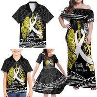 Personalised Polynesia World Lung Cancer Day Family Matching Off Shoulder Maxi Dress and Hawaiian Shirt Faith Hope Love LT14 - Polynesian Pride