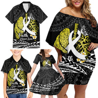 Personalised Polynesia World Lung Cancer Day Family Matching Off Shoulder Short Dress and Hawaiian Shirt Faith Hope Love LT14 - Polynesian Pride